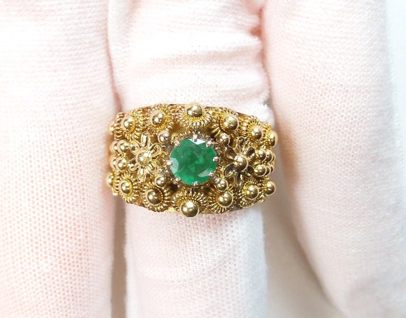 Antique Art Deco 1920's Colombian Emerald Ring Si… - image 2