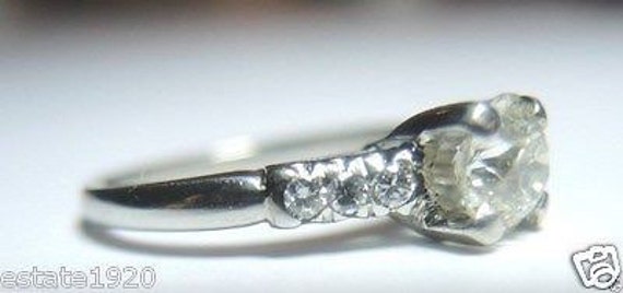 Antique Art Deco Diamond Platinum Engagement Ring… - image 2