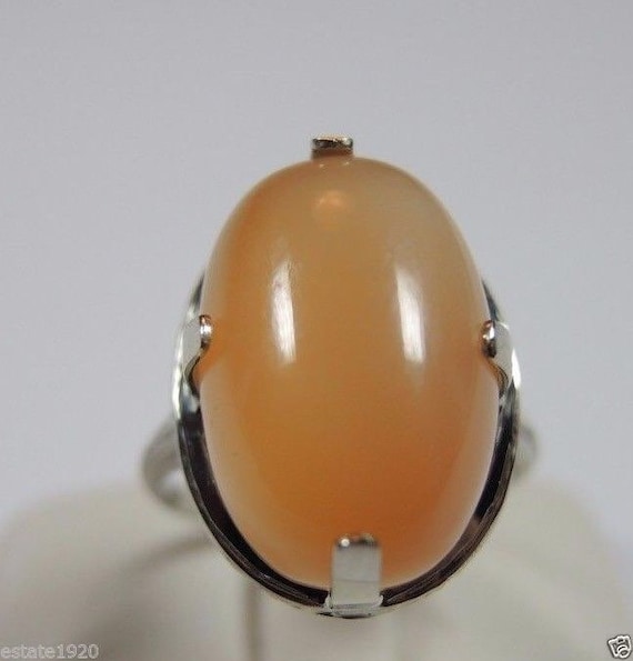 Antique Art Deco Moonstone White Gold Engagement Ring | Re: 838