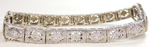 Antique Vintage Art Deco Diamond Filigree Bracele… - image 2