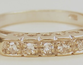 Antik vigselring med diamanter från 1920-talet, 18K vitguld, storlek 6,75, brittisk-nordisk art déco, konfliktfria diamanter