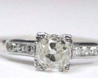 Vintage Deco Antique Diamond Platinum Engagement Ring  | RE-985