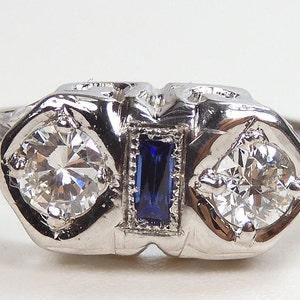 Antiker Art Deco Vintage Diamant Verlobung 18KW Ring Gr. 5,75 UK-L EGL USA Konfliktfreie Diamanten