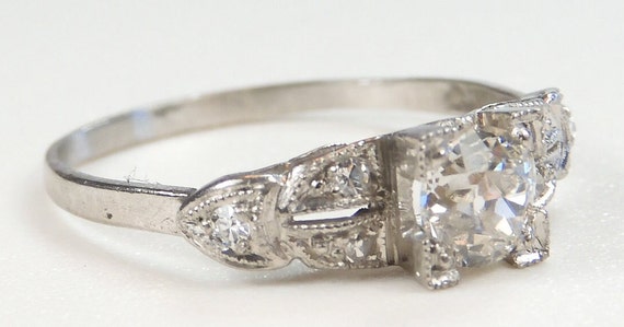 Antique European Diamond Platinum Engagement Ring… - image 3