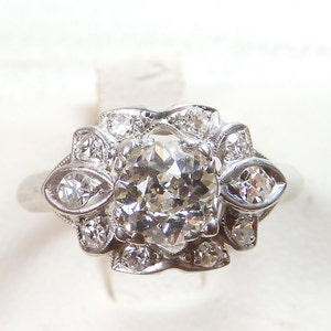 Antique Art Deco Vintage Diamond Engagement Ring Size 4.75 UK-J Platinum EGL USA