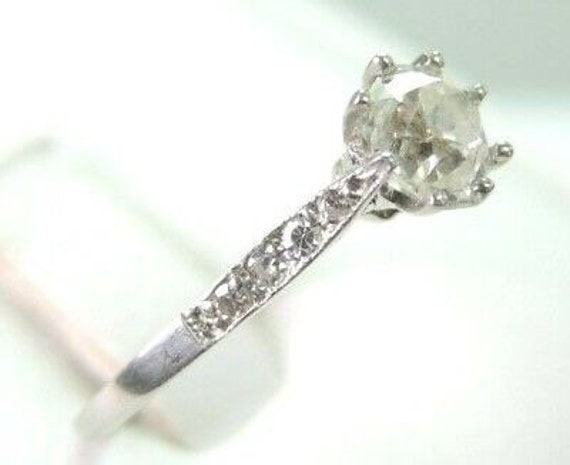 Antique Diamond Platinum Art Deco Engagement Ring… - image 5