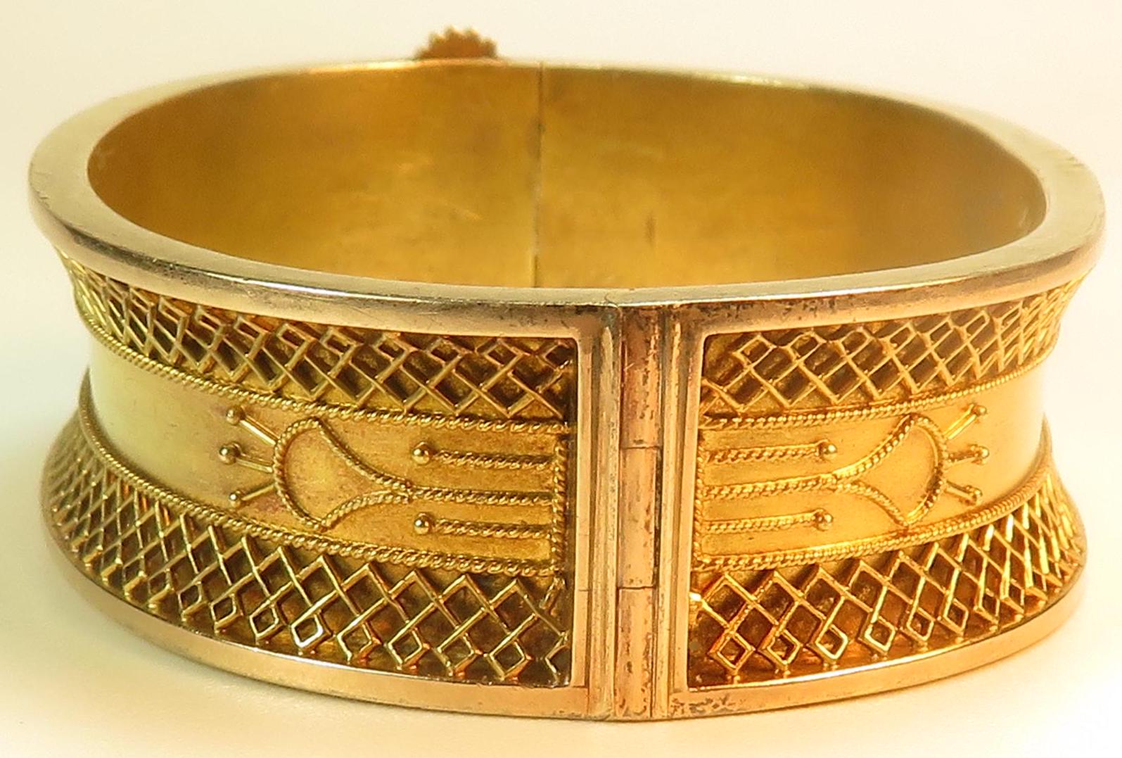 Victorian Edwardian 1800's 13KY - 19KY Gold Bangle Etruscan