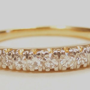 Antique 1920&#39;s Diamond Wedding Band 14KY Platinum Ring Size 6 UK-L1/2 EGL USA Conflict Free Diamonds