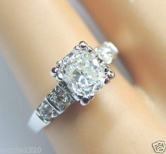 Antique Art Deco Vintage Natural Cushion Cut Diam… - image 2