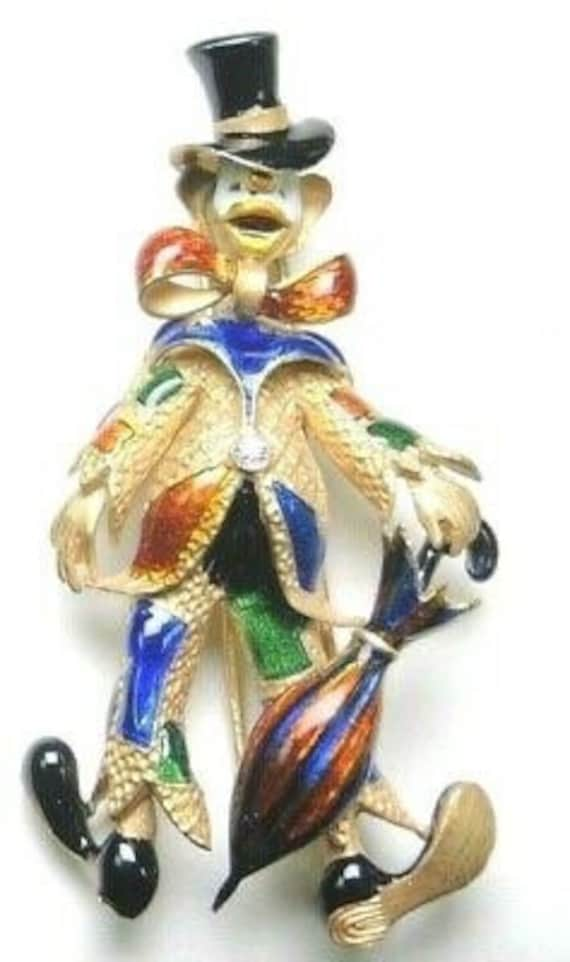 Antique Art Deco Vintage Enamel Clown Brooch Lapel