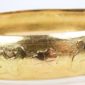 Antique 1920&#39;s Bangle Bracelet 18K Tri Color 7 1/4&quot; Inside Circumference 2.31&quot; Inside Diameter 12 MM Width 17 Grams