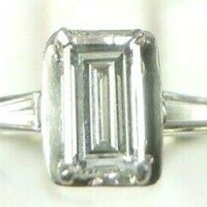 Antique Art Deco Vintage Engagement Plat 18K White Gold Rg Sz 6| RE-1155