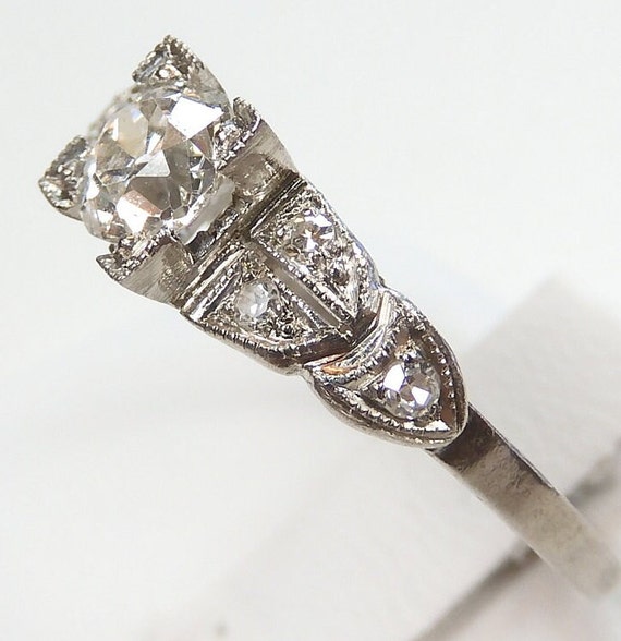 Antique European Diamond Platinum Engagement Ring… - image 5