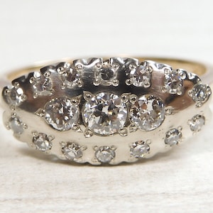 Antique Art Deco Vintage Diamond Engagement 14K Two Tone Ring Size 6.75 UK-N EGL USA