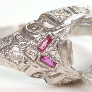 Authentic Antique Deco Vintage Mounting Setting Platinum Hold 6MM-7.5MM Ring Size 8.5 UK-Q1/2 ES-608