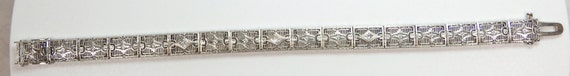 Antique Vintage Art Deco Diamond Filigree Bracele… - image 4