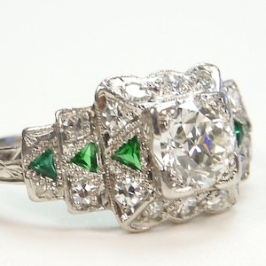 Antique HB 1920's Diamond Engagement Ring Size 7 UK-N1/2 EGL Usa Platinum Deco re-1387