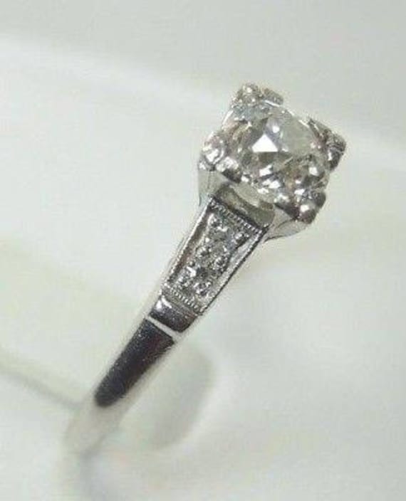 Antique Deco European Diamond Platinu Engagement … - image 4