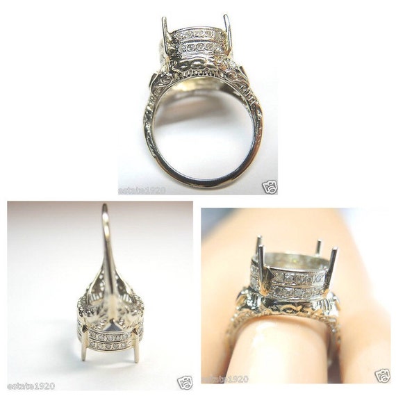 Antique Vintage Art Deco White Gold Engagement Ri… - image 5