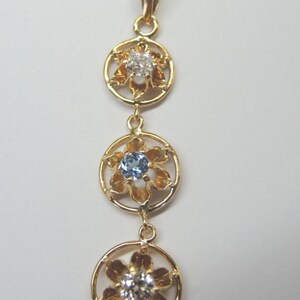 Antique Diamond Natural Aquamarine Lavalier Pendant