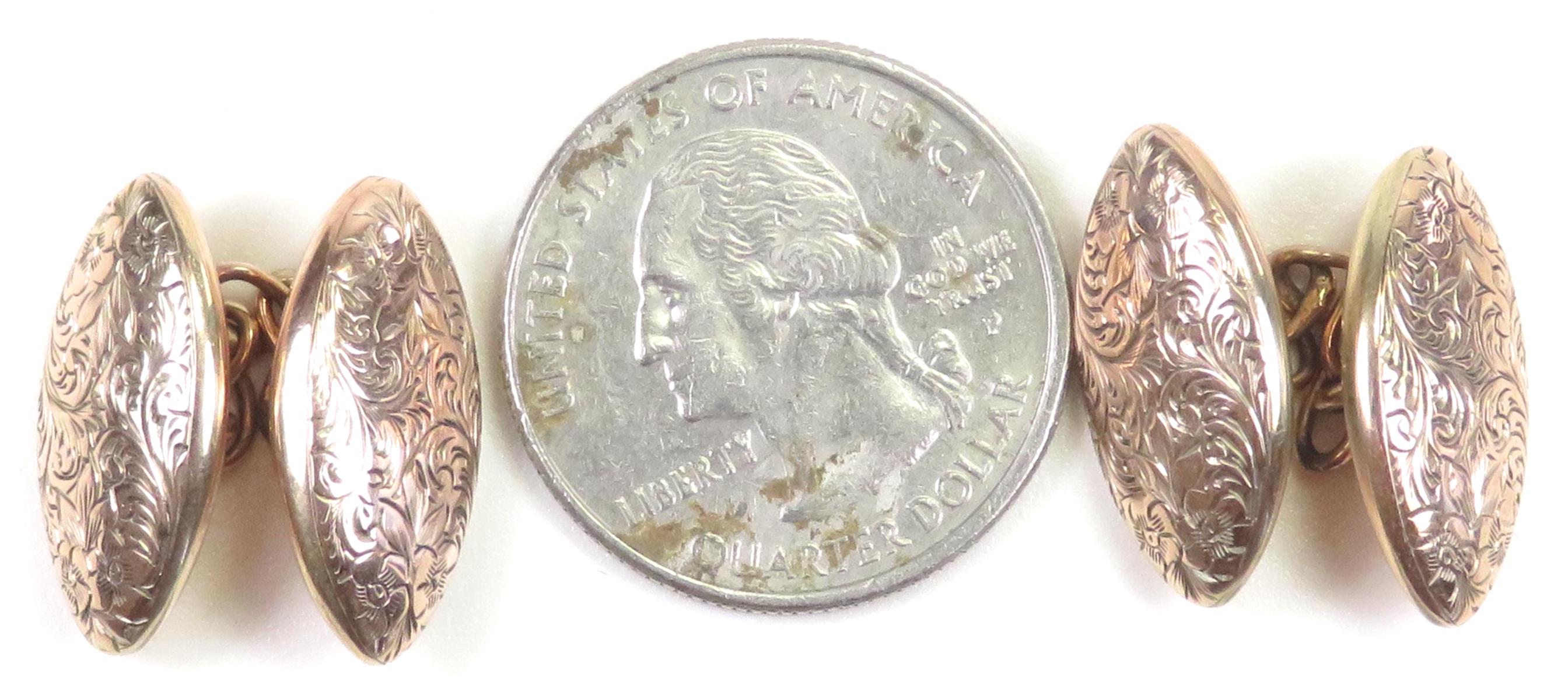 アンティーク アールデコ 1920年代 ユニセックス 刻印入り カフス