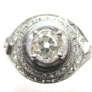 Antique Art Deco Vintage Diamond Platinum Engagement Ring| Re-1090