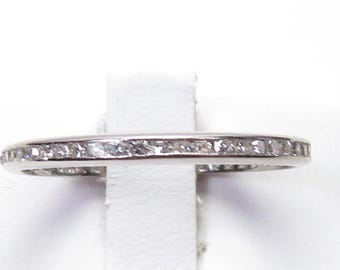 Antique Art Deco 1920's Wedding Eternity Platinum Band Size 7.75 UK-P 1.89MM ret-333
