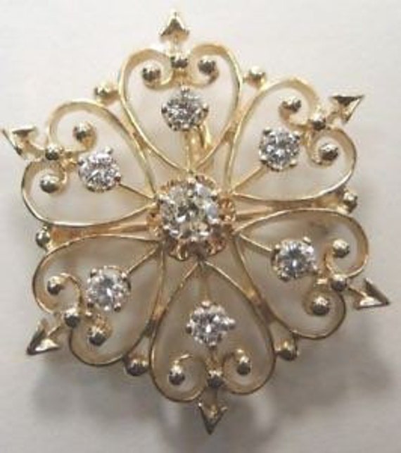 Antique Art Deco Vintage Diamond Pin Pendant 14K … - image 1