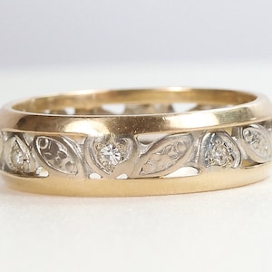 Antique Art Deco Diamond Wedding Eternity Band 14KY/W Ring Size 7.25 UK-O EGL USA