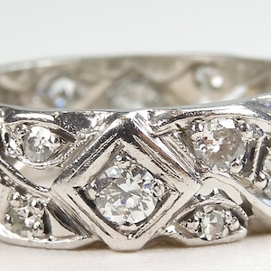 Antique Diamond 1920's Eternity Wedding Band Platinum Ring Size 6 UK-L1/2 EGL USA Conflict Free Diamonds