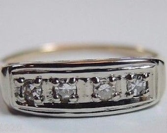 Antique Diamond White Gold Yellow Gold Art Deco Engagement Ring | RE-836