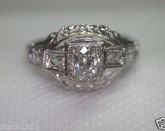 Antiker Diamant Platin Art Deco Verlobungsring | RE-1117