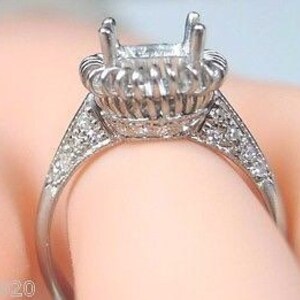 Antique Diamond White Gold Engagement Ring | Setting Will Hold 8MM