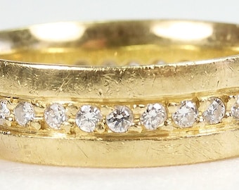 Antique Art Deco Diamond Wedding Eternity Band 18KY Ring Size 6.75 UK-N EGL USA Circa 1920's rget-255