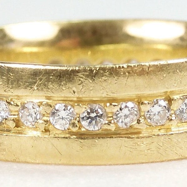 Antique Art Deco Diamond Wedding Eternity Band 18KY Ring Size 6.75 UK-N EGL USA Circa 1920's