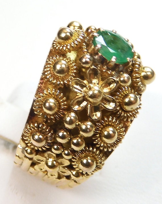 Antique Art Deco 1920's Colombian Emerald Ring Si… - image 5