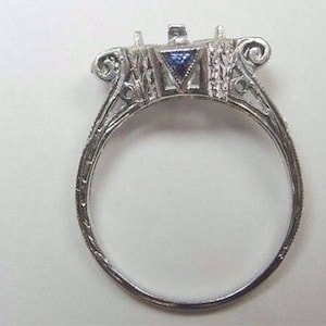 Antique Art Deco Vintage Engagement Platinum Ring Setting Mounting Mount Semi-Mount Finger Size 6.25 UK-M | Will Hold 6.5MM-7MM | ES-261