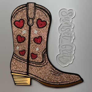 Porta-cartão-presente Cowgirl Boot SVG, Porta-dinheiro SVG, Arquivo digital