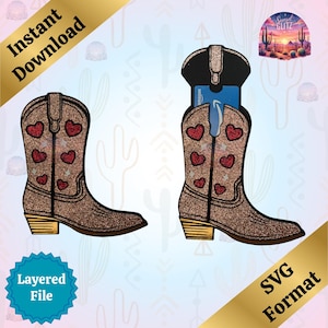 Tarjeta de regalo/monedero de Cowgirl Boot SVG (archivo digital)