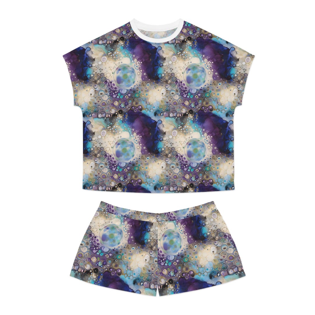 Dreamy Cosmic Women's Short Pajama Set, Comfortable Sleepwear, Gifts ...