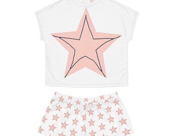 Starry Night Women's Pajama Set - Cozy Sleepwear, Summer Nights, Gift for Her, Lounge Outfits, Cute Bedtime Wear, Star Print PJs