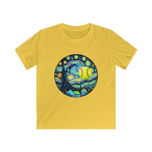 Kids Softstyle Tee with Starry Night Baseball Design, Soft Cotton Shirt for Boys, Girls, Unique Gift for Young Athletes, Perfect for image 4