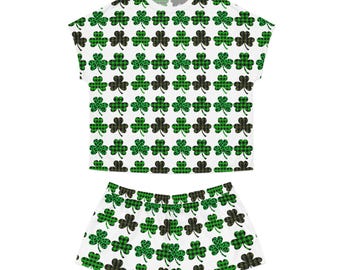 Pigiama corto da donna Lucky Clover, pigiama per il giorno di San Patrizio, pigiami comodi, graziosi indumenti da casa, notti di primavera