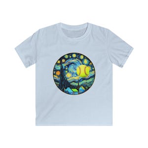 Kids Softstyle Tee with Starry Night Baseball Design, Soft Cotton Shirt for Boys, Girls, Unique Gift for Young Athletes, Perfect for image 5