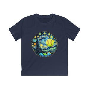 Kids Softstyle Tee with Starry Night Baseball Design, Soft Cotton Shirt for Boys, Girls, Unique Gift for Young Athletes, Perfect for image 8