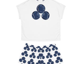 Cozy Women's Short Pajama Set with Fun Tennis Print, Perfect for Relaxing, Sleepwear, Tennis Lovers, Gift for Her