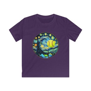 Kids Softstyle Tee with Starry Night Baseball Design, Soft Cotton Shirt for Boys, Girls, Unique Gift for Young Athletes, Perfect for image 9