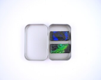 Night sky and green nebula original hand painted magnet gift set