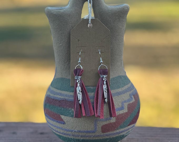Leather Feather Earrings