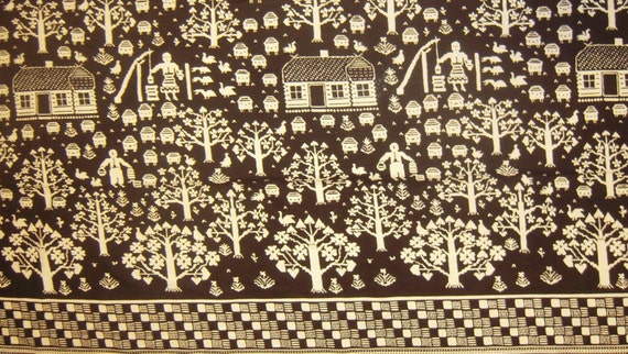 1980's Jack and Jill Farm Print - 100 Percent Cotton Pique fabric yardage.